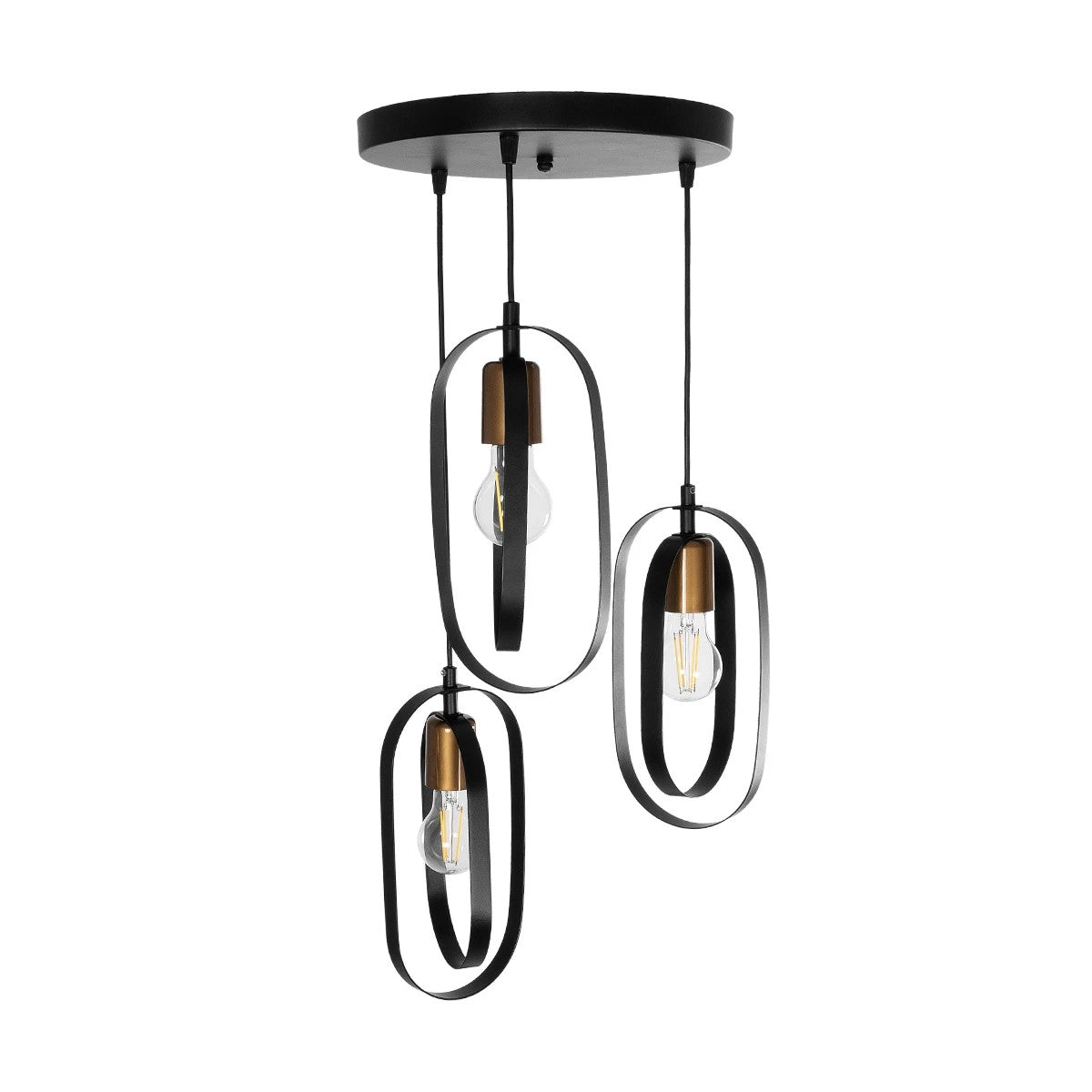 SPARKIO 201-0025 Vintage Κρεμαστό Φωτιστικό Οροφής με Ντουί 3 x E27 AC 220-240V IP20 - Μαύρο & Χρυσό - Μ36 x Π36 x Υ62