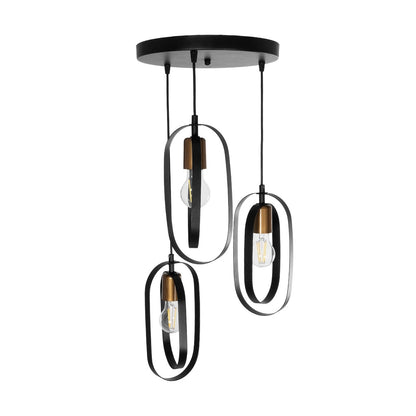 SPARKIO 201-0025 Vintage Κρεμαστό Φωτιστικό Οροφής με Ντουί 3 x E27 AC 220-240V IP20 - Μαύρο & Χρυσό - Μ36 x Π36 x Υ62