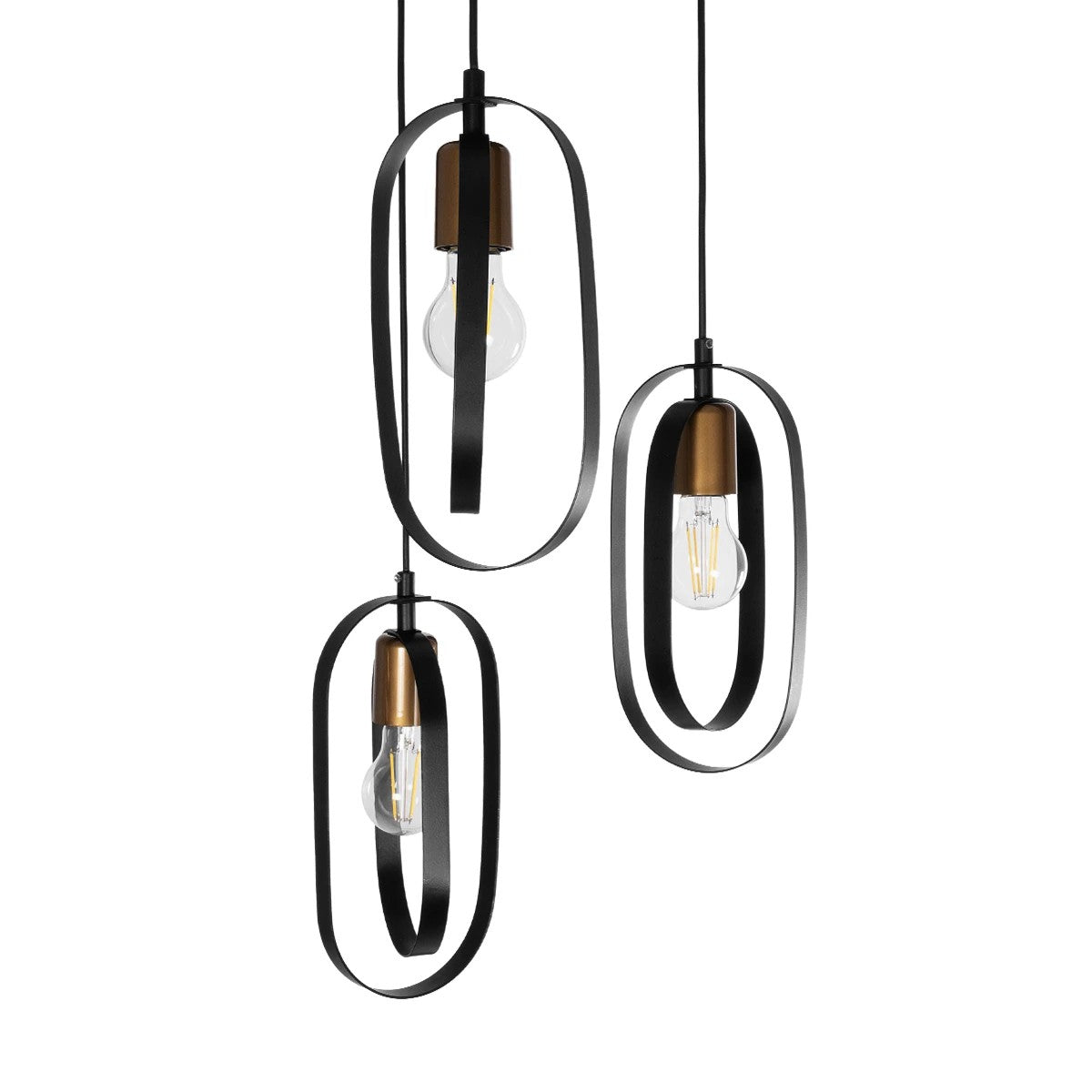 SPARKIO 201-0025 Vintage Κρεμαστό Φωτιστικό Οροφής με Ντουί 3 x E27 AC 220-240V IP20 - Μαύρο & Χρυσό - Μ36 x Π36 x Υ62