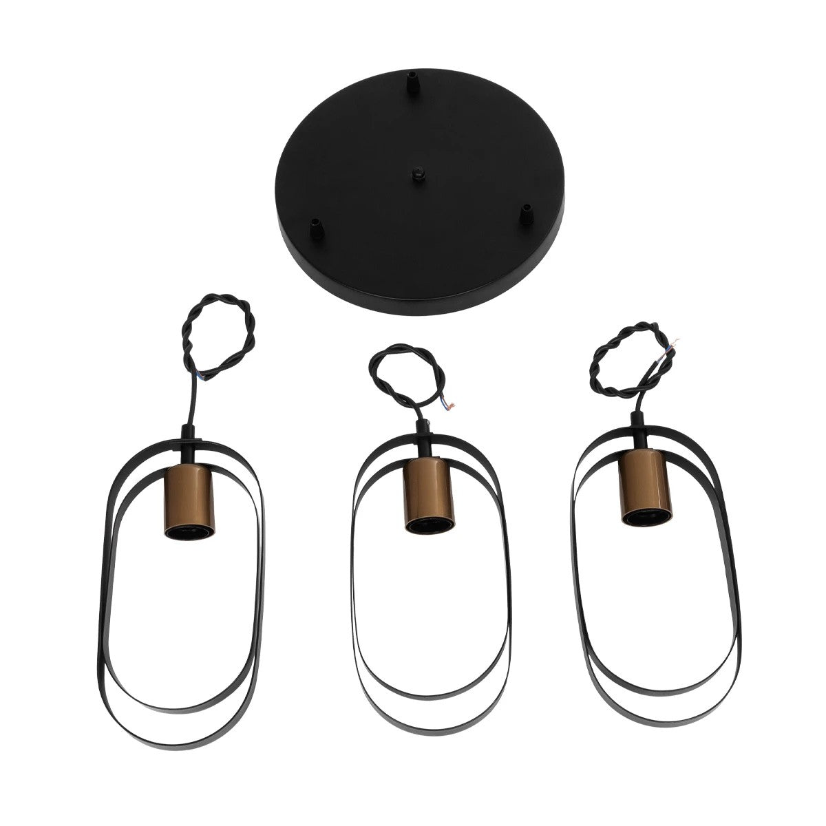 SPARKIO 201-0025 Vintage Κρεμαστό Φωτιστικό Οροφής με Ντουί 3 x E27 AC 220-240V IP20 - Μαύρο & Χρυσό - Μ36 x Π36 x Υ62