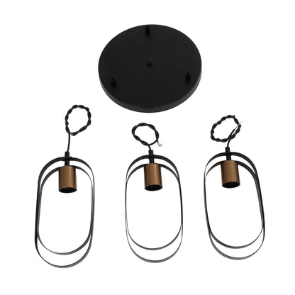 SPARKIO 201-0025 Vintage Κρεμαστό Φωτιστικό Οροφής με Ντουί 3 x E27 AC 220-240V IP20 - Μαύρο & Χρυσό - Μ36 x Π36 x Υ62