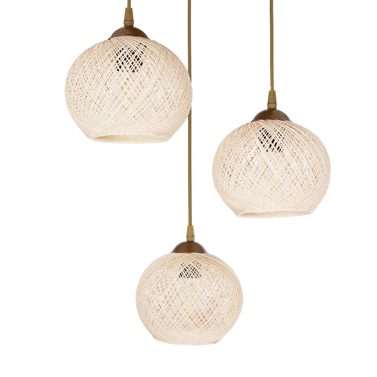 ILLUMIO 201-0027 Vintage Κρεμαστό Φωτιστικό Οροφής με Ντουί 3 x E27 AC 220-240V IP20 - Χρυσό & Μπεζ - Μ40 x Π40 x Υ53