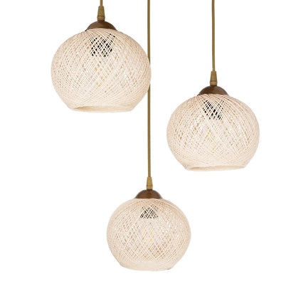 ILLUMIO 201-0027 Vintage Κρεμαστό Φωτιστικό Οροφής με Ντουί 3 x E27 AC 220-240V IP20 - Χρυσό & Μπεζ - Μ40 x Π40 x Υ53