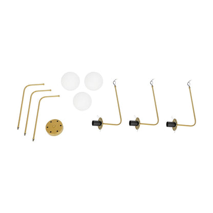 SHINY 201-0028 Vintage Φωτιστικό Οροφής Μπάλα Τρίφωτο 3 x E27 IP20 Χρυσό Μέταλλο με Λευκό Γυαλί - Μ70 x Π70 x Υ16