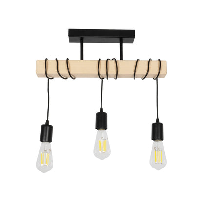 LUCITA 201-0031 Vintage Φωτιστικό Οροφής με Ντουί 3 x E27 AC 220-240V IP20 - Μαύρο & Μπεζ - Μ50 x Π27 x Υ112