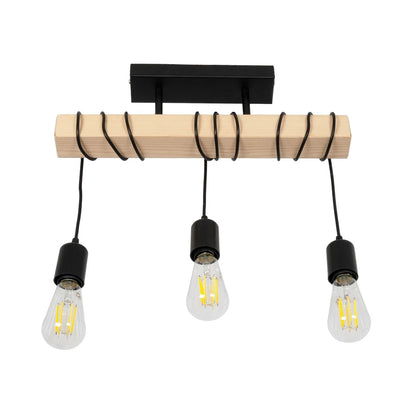 LUCITA 201-0031 Vintage Φωτιστικό Οροφής με Ντουί 3 x E27 AC 220-240V IP20 - Μαύρο & Μπεζ - Μ50 x Π27 x Υ112