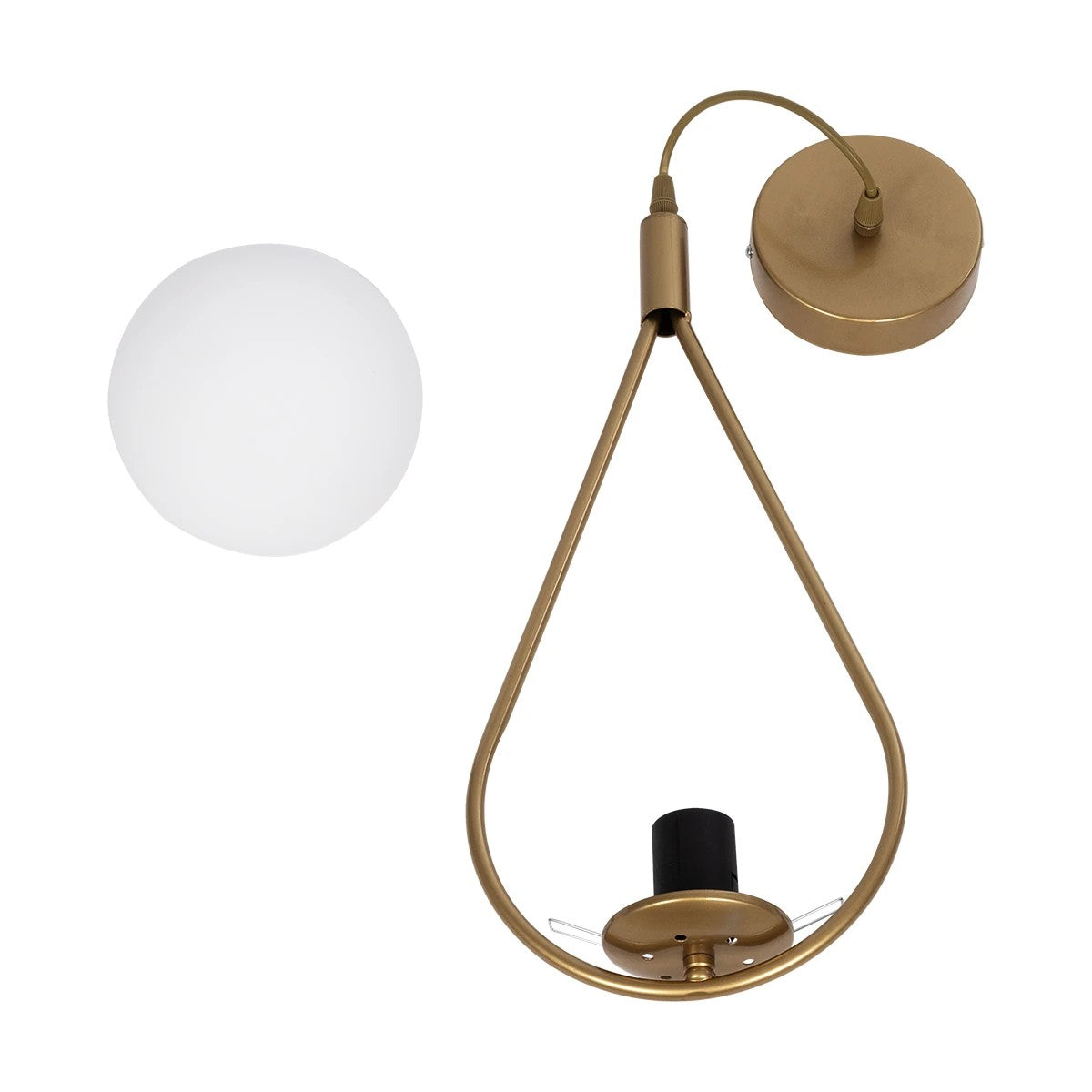 DROP 201-0034 Vintage Κρεμαστό Φωτιστικό Οροφής με Ντουί 1 x E27 AC 220-240V IP20 - Χρυσό & Λευκό - Μ20 x Π15 x Υ47