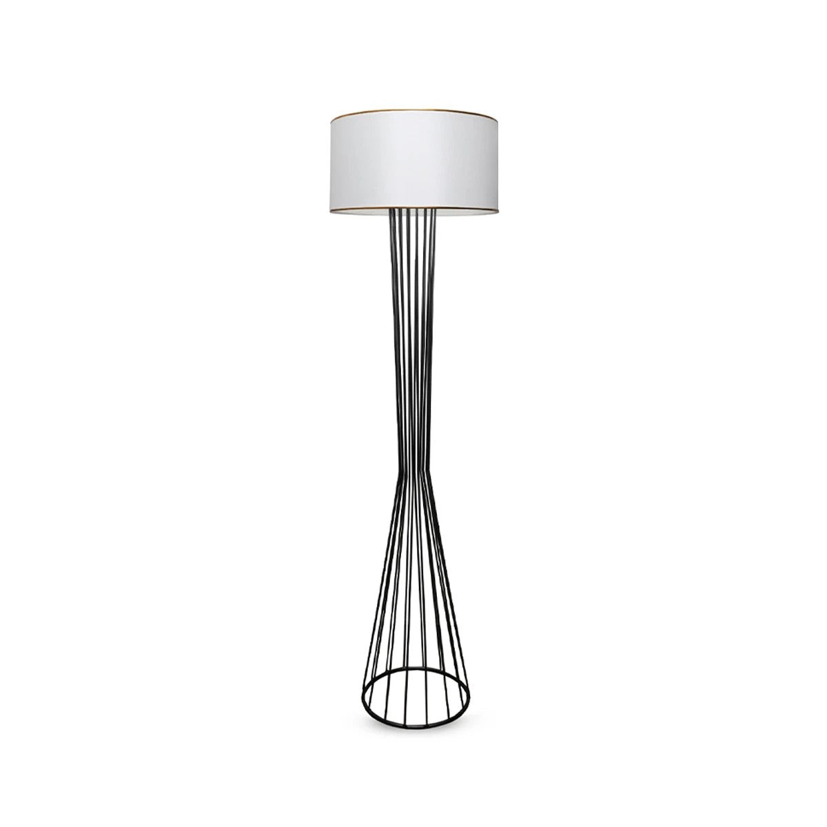 NOVA 201-0036 Μοντέρνο Επιδαπέδιο Φωτιστικό 1 x E27 IP20 Μαύρο Μέταλλο με Λευκό Ύφασμα - Μ38 x Π38 x Υ155cm