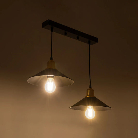 LUCANA 201-0043 Vintage Κρεμαστό Φωτιστικό Οροφής με Ντουί 2 x E27 AC 220-240V IP20 - Μαύρο & Χρυσό - Μ57 x Π25 x Υ26