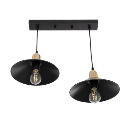 LUCANA 201-0043 Vintage Κρεμαστό Φωτιστικό Οροφής με Ντουί 2 x E27 AC 220-240V IP20 - Μαύρο & Χρυσό - Μ57 x Π25 x Υ26