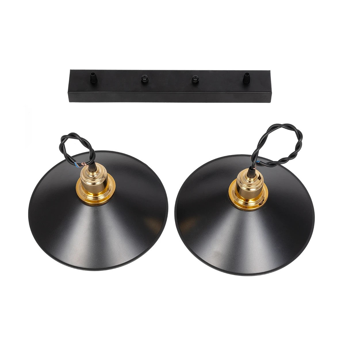 LUCANA 201-0043 Vintage Κρεμαστό Φωτιστικό Οροφής με Ντουί 2 x E27 AC 220-240V IP20 - Μαύρο & Χρυσό - Μ57 x Π25 x Υ26