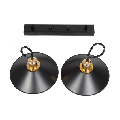 LUCANA 201-0043 Vintage Κρεμαστό Φωτιστικό Οροφής με Ντουί 2 x E27 AC 220-240V IP20 - Μαύρο & Χρυσό - Μ57 x Π25 x Υ26