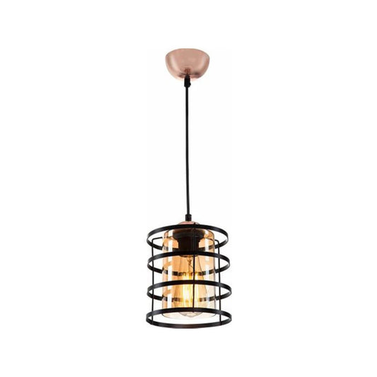 SOLON 201-0060 Μοντέρνο Κρεμαστό Φωτιστικό Πλέγμα Μονόφωτο 1 x E27 IP20 Μπρονζέ με Μαύρο Μέταλλο - Μ20 x Π20 x Υ70cm