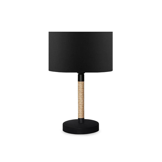 BRONX 201-0062 Μοντέρνο Επιτραπέζιο Φωτιστικό Μονόφωτο 1 x E27 IP20 Μαύρο Ύφασμα, Μπεζ Σχοινί με Μαύρο Μέταλλο - Μ24 x Π24 x Υ37