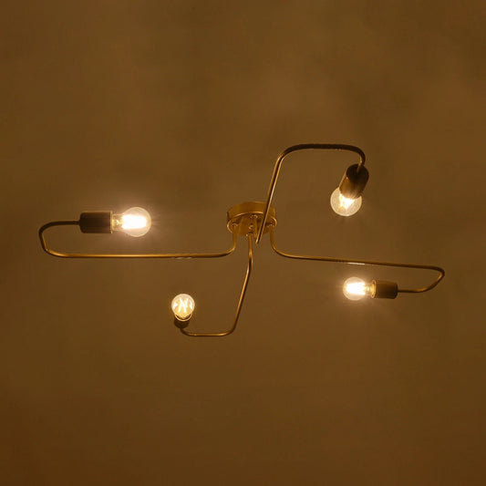 MOORNA 201-0065 Vintage Φωτιστικό Οροφής Πλέγμα Πολύφωτο 4 x E27 IP20 Χρυσό Μέταλλο - Μ97 x Π97 x Υ7