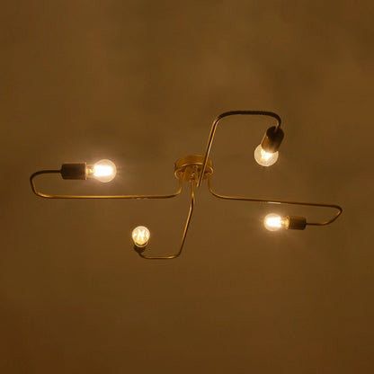 MOORNA 201-0065 Vintage Φωτιστικό Οροφής Πλέγμα Πολύφωτο 4 x E27 IP20 Χρυσό Μέταλλο - Μ97 x Π97 x Υ7