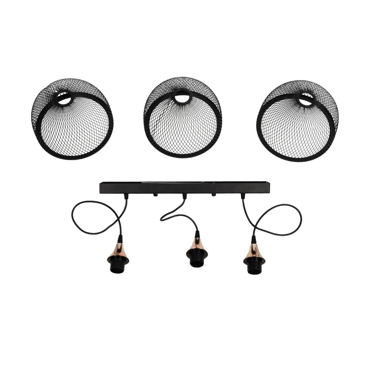 GLIND 201-0082 Vintage Κρεμαστό Φωτιστικό Οροφής με Ντουί 3 x E27 AC 220-240V IP20 - Μαύρο - Μ55 x Π25 x Υ70