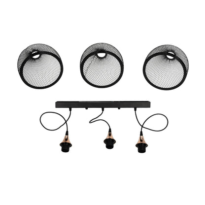 GLIND 201-0082 Vintage Κρεμαστό Φωτιστικό Οροφής με Ντουί 3 x E27 AC 220-240V IP20 - Μαύρο - Μ55 x Π25 x Υ70