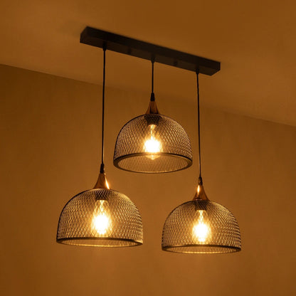 GLIND 201-0082 Vintage Κρεμαστό Φωτιστικό Οροφής με Ντουί 3 x E27 AC 220-240V IP20 - Μαύρο - Μ55 x Π25 x Υ70