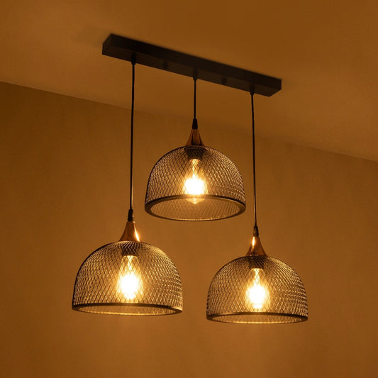 GLIND 201-0082 Vintage Κρεμαστό Φωτιστικό Οροφής με Ντουί 3 x E27 AC 220-240V IP20 - Μαύρο - Μ55 x Π25 x Υ70