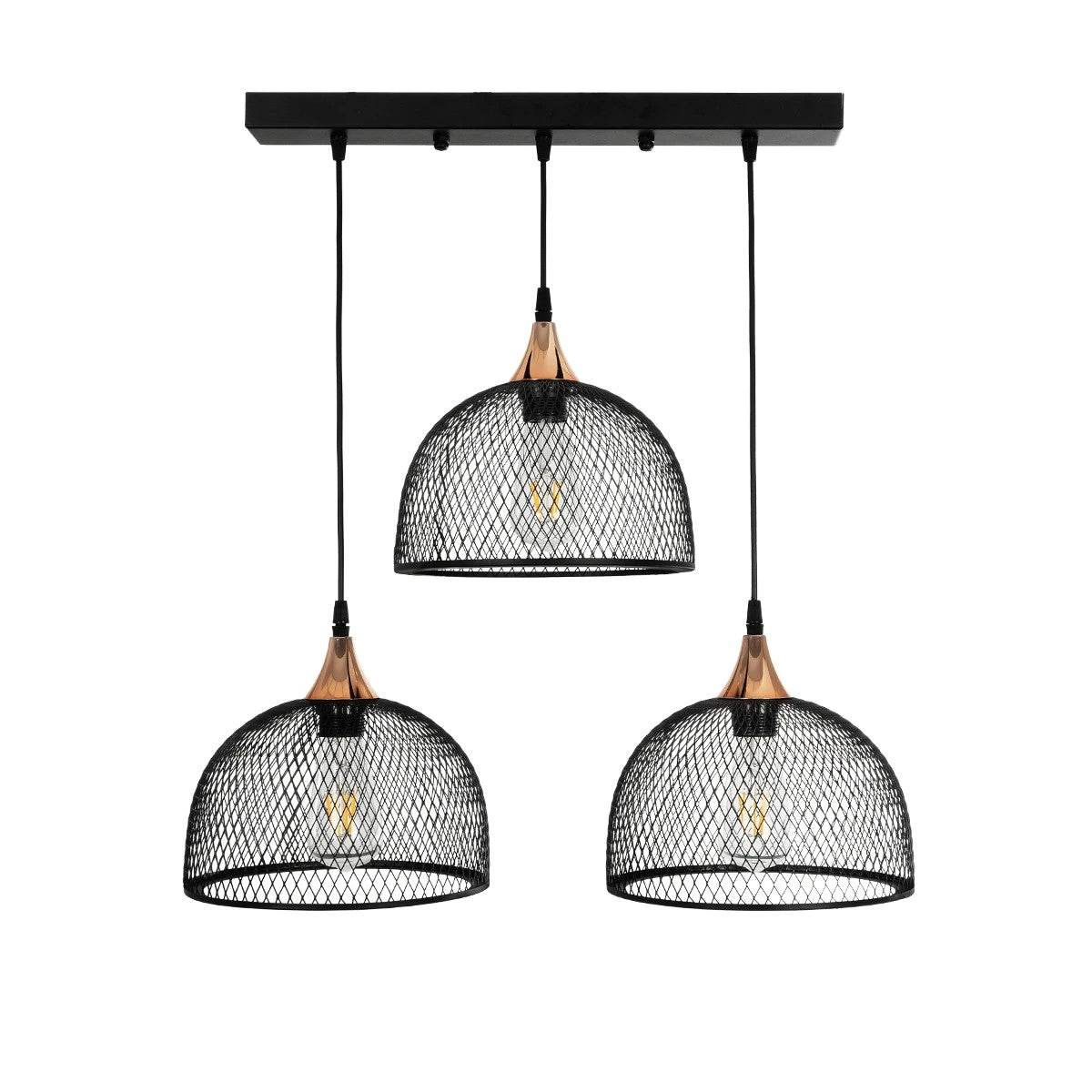 GLIND 201-0082 Vintage Κρεμαστό Φωτιστικό Οροφής με Ντουί 3 x E27 AC 220-240V IP20 - Μαύρο - Μ55 x Π25 x Υ70