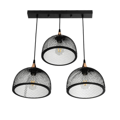 GLIND 201-0082 Vintage Κρεμαστό Φωτιστικό Οροφής με Ντουί 3 x E27 AC 220-240V IP20 - Μαύρο - Μ55 x Π25 x Υ70