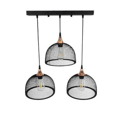 GLIND 201-0082 Vintage Κρεμαστό Φωτιστικό Οροφής με Ντουί 3 x E27 AC 220-240V IP20 - Μαύρο - Μ55 x Π25 x Υ70