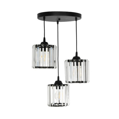 FLAREX 201-0084 Vintage Κρεμαστό Φωτιστικό Οροφής με Ντουί 3 x E27 AC 220-240V IP20 - Μαύρο & Διάφανο - Μ40 x Π40 x Υ50
