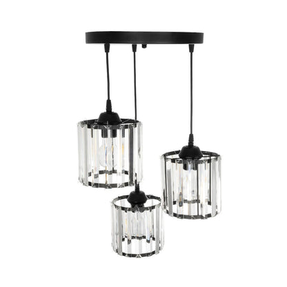 FLAREX 201-0084 Vintage Κρεμαστό Φωτιστικό Οροφής με Ντουί 3 x E27 AC 220-240V IP20 - Μαύρο & Διάφανο - Μ40 x Π40 x Υ50