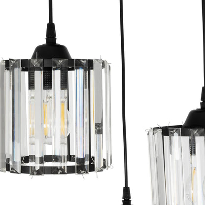 FLAREX 201-0084 Vintage Κρεμαστό Φωτιστικό Οροφής με Ντουί 3 x E27 AC 220-240V IP20 - Μαύρο & Διάφανο - Μ40 x Π40 x Υ50