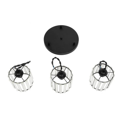 FLAREX 201-0084 Vintage Κρεμαστό Φωτιστικό Οροφής με Ντουί 3 x E27 AC 220-240V IP20 - Μαύρο & Διάφανο - Μ40 x Π40 x Υ50