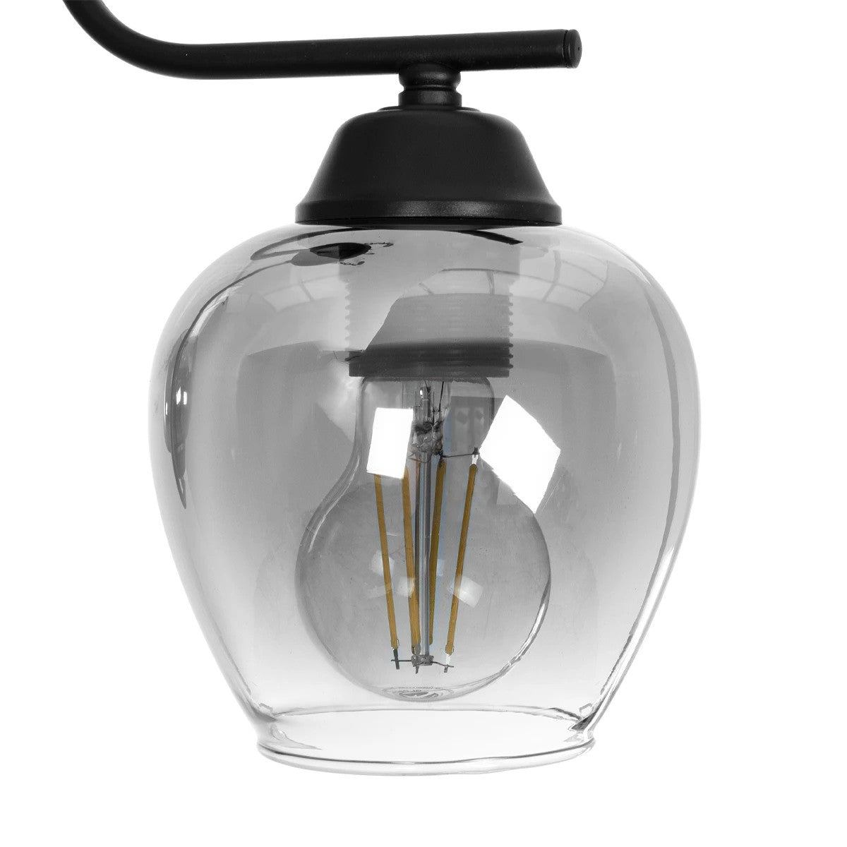 GLOSSA 201-0091 Vintage Φωτιστικό Οροφής Μπάλα Δίφωτο 2 x E27 IP20 Μαύρο Μέταλλο με Μαύρο Φιμέ Γυαλί - Μ40 x Π15 x Υ17