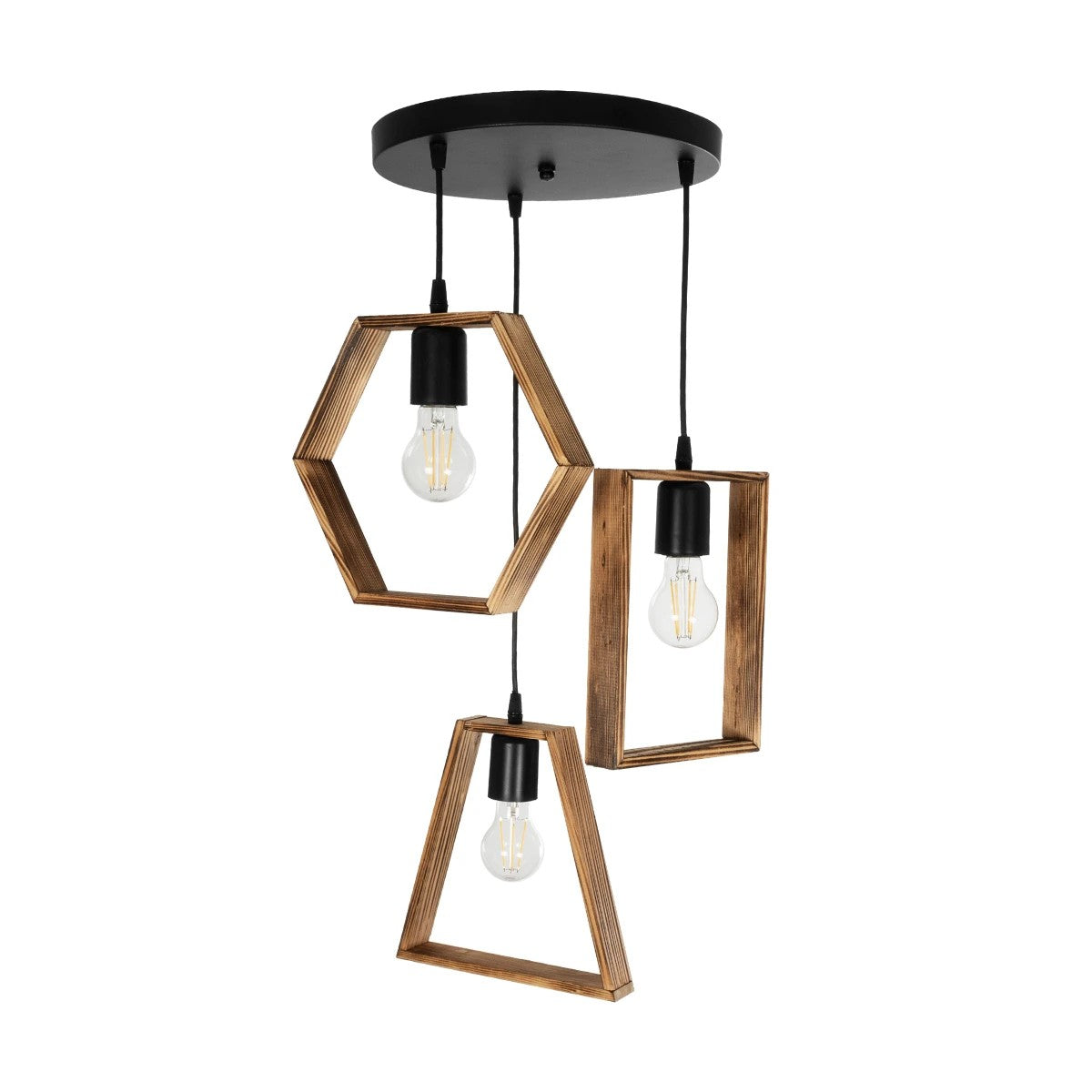 EMBER 201-0102 Vintage Κρεμαστό Φωτιστικό Οροφής με Ντουί 3 x E27 AC 220-240V IP20 - Καφέ & Μαύρο - Μ50 x Π50 x Υ70