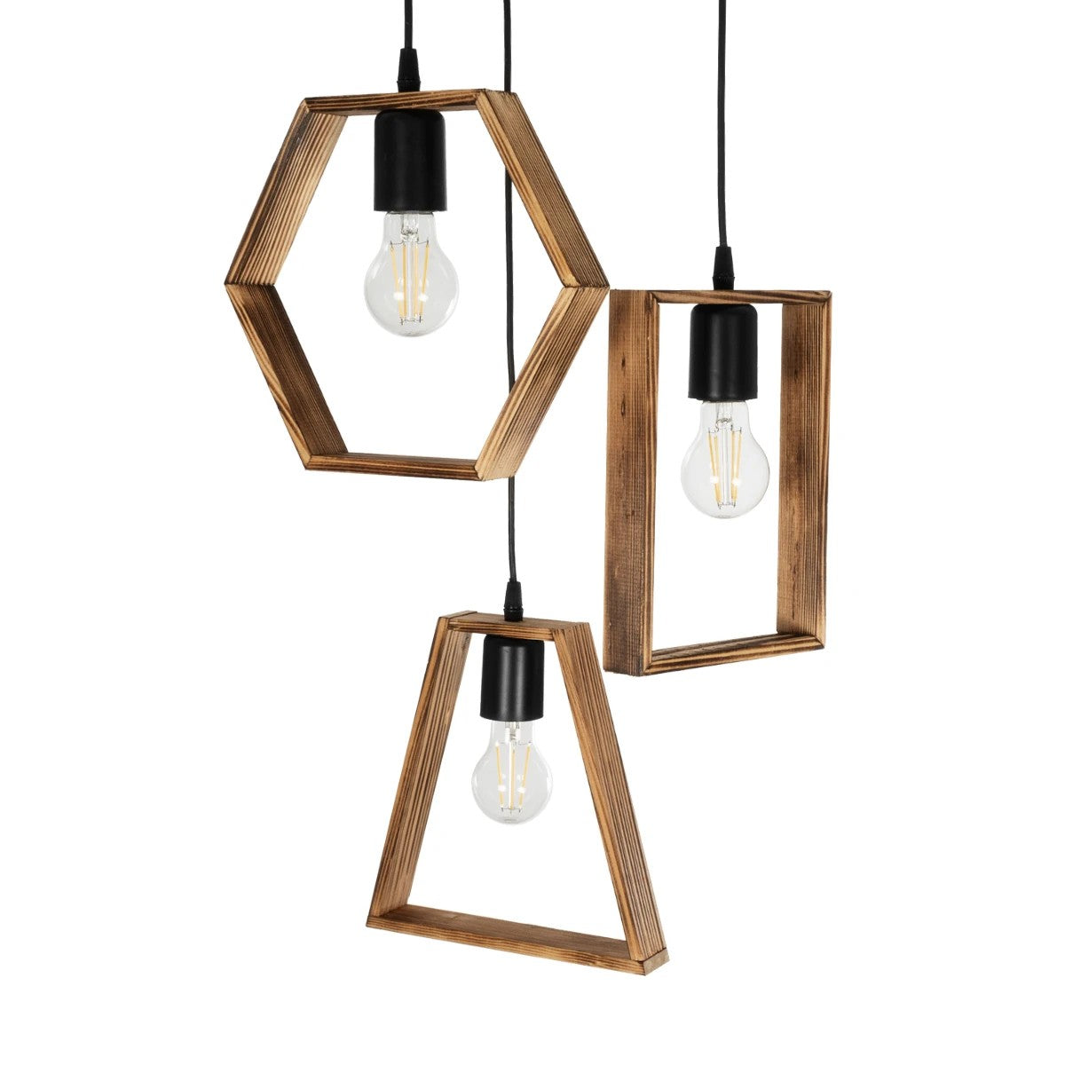 EMBER 201-0102 Vintage Κρεμαστό Φωτιστικό Οροφής με Ντουί 3 x E27 AC 220-240V IP20 - Καφέ & Μαύρο - Μ50 x Π50 x Υ70