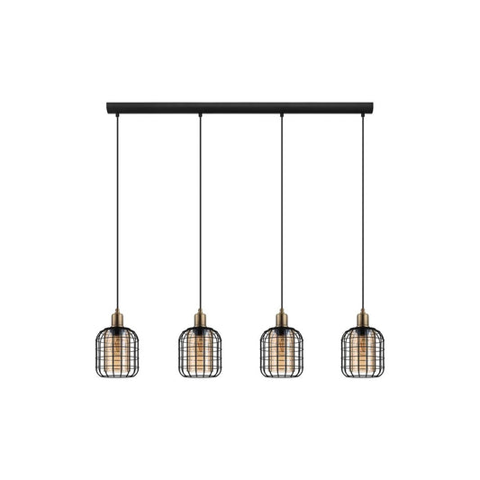 PULSAR 201-0103 Vintage Κρεμαστό Φωτιστικό Ράγα Πολύφωτο 4 x E27 IP20 Μαύρο Μέταλλο - Μ70 x Π20 x Υ80cm