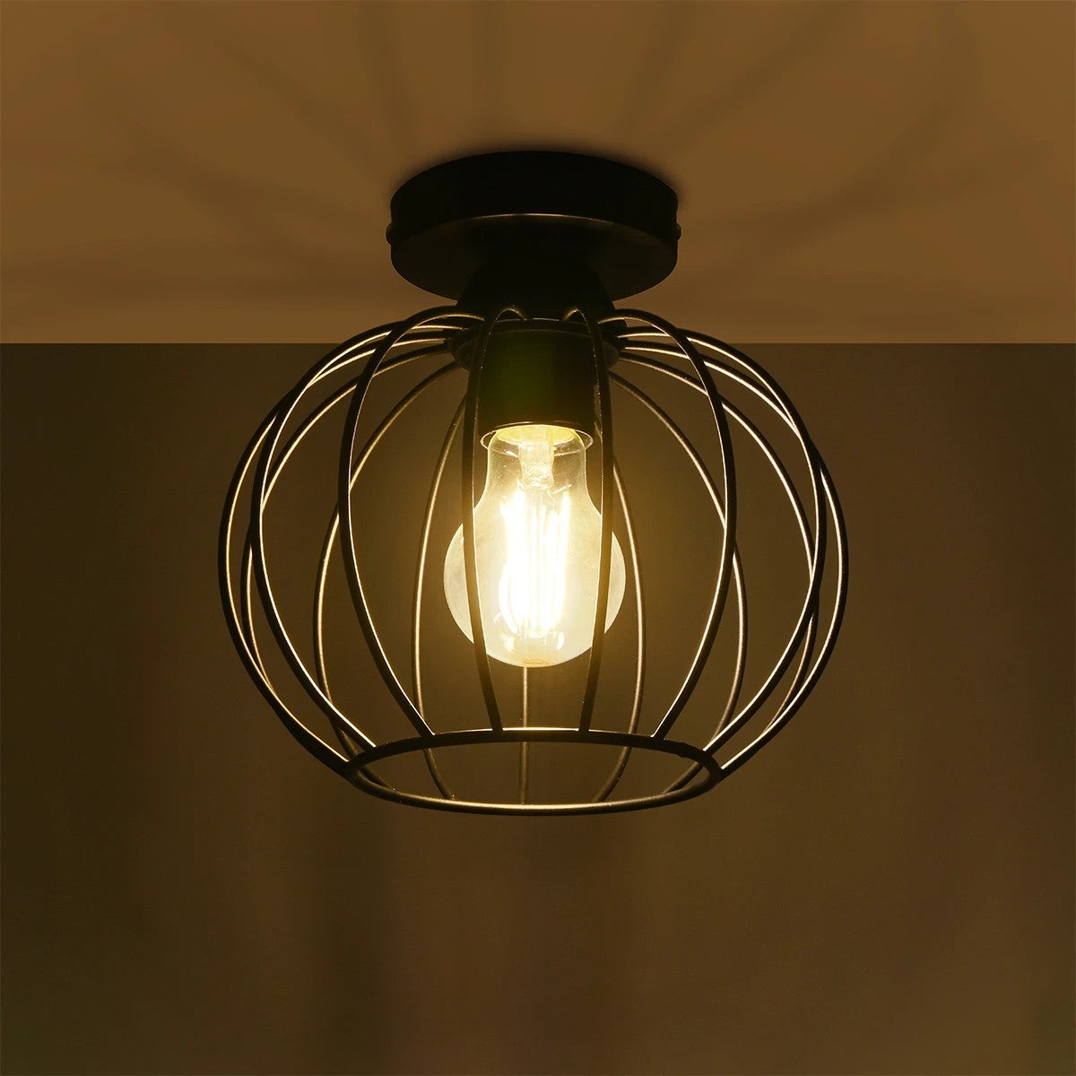 BITUIN 201-0116 Μοντέρνο Φωτιστικό Οροφής με Ντουί 1 x E27 AC 220-240V IP20 - Μαύρο - Μ21 x Π21 x Υ18