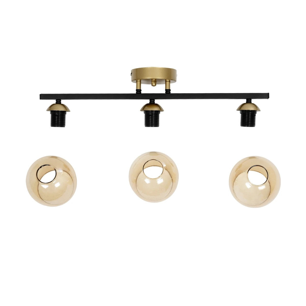 RADIUS 201-0122 Vintage Φωτιστικό Οροφής με Ντουί 3 x E27 AC 220-240V IP20 - Χρυσό, Μαύρο & Μελί- Μ60 x Π13 x Υ16