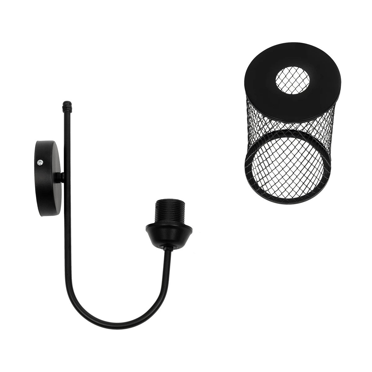 HANDANG 201-0123 Vintage Φωτιστικό Τοίχου - Απλίκα με Ντουί 1 x E27 AC 220-240V IP20 - Μαύρο - Μ12 x Π24 x Υ34