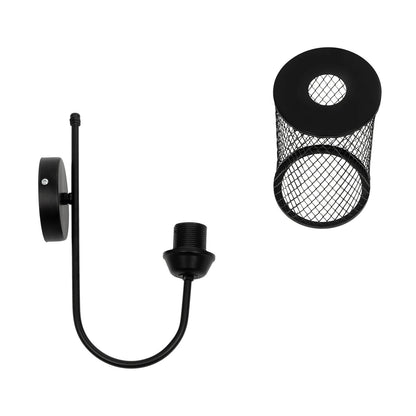 HANDANG 201-0123 Vintage Φωτιστικό Τοίχου - Απλίκα με Ντουί 1 x E27 AC 220-240V IP20 - Μαύρο - Μ12 x Π24 x Υ34
