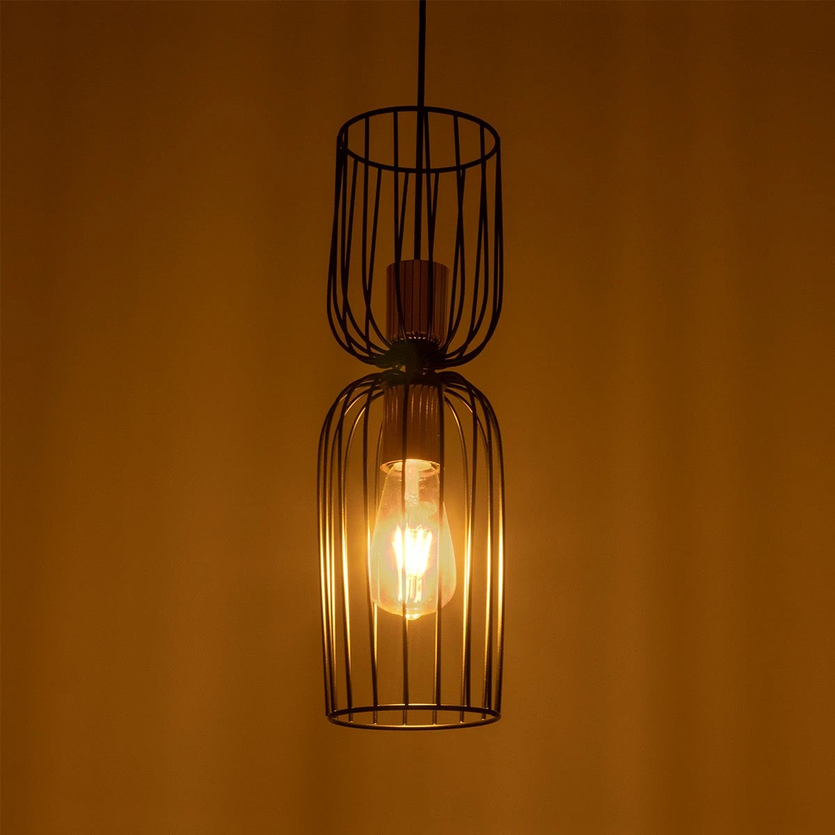 LAVERA 201-0124 Vintage Κρεμαστό Φωτιστικό Οροφής με Ντουί 1 x E27 AC 220-240V IP20 - Μπρονζέ & Μαύρο - Μ14 x Π14 x Υ44