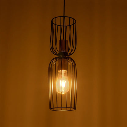 LAVERA 201-0124 Vintage Κρεμαστό Φωτιστικό Οροφής με Ντουί 1 x E27 AC 220-240V IP20 - Μπρονζέ & Μαύρο - Μ14 x Π14 x Υ44