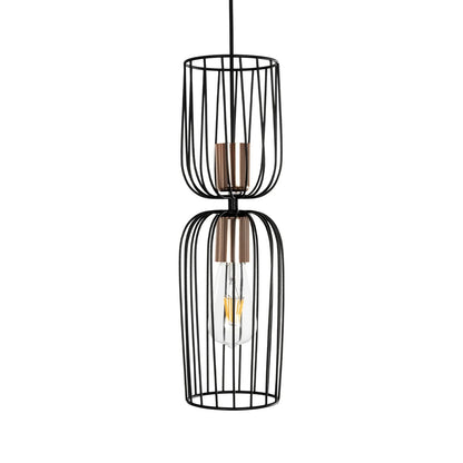 LAVERA 201-0124 Vintage Κρεμαστό Φωτιστικό Οροφής με Ντουί 1 x E27 AC 220-240V IP20 - Μπρονζέ & Μαύρο - Μ14 x Π14 x Υ44