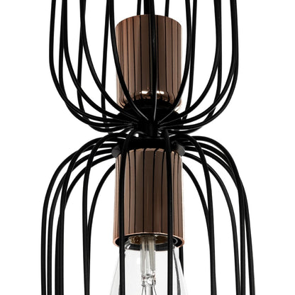 LAVERA 201-0124 Vintage Κρεμαστό Φωτιστικό Οροφής με Ντουί 1 x E27 AC 220-240V IP20 - Μπρονζέ & Μαύρο - Μ14 x Π14 x Υ44