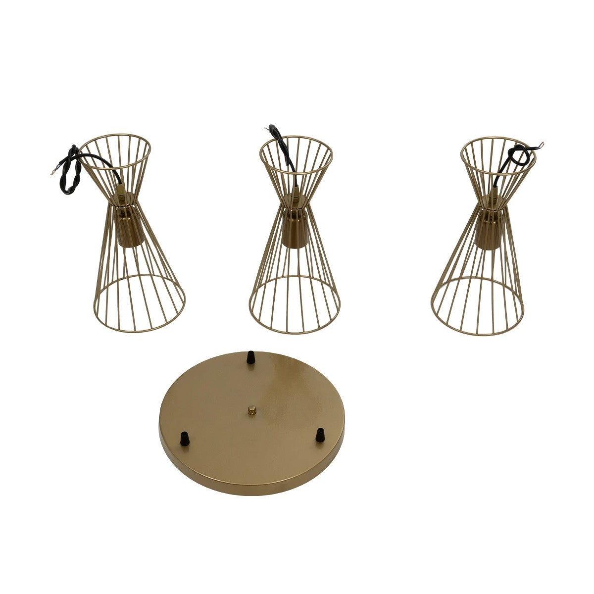 FLIXIO 201-0126 Vintage Κρεμαστό Φωτιστικό Οροφής με Ντουί 3 x E27 AC 220-240V IP20 - Χρυσό - Μ40 x Π40 x Υ70