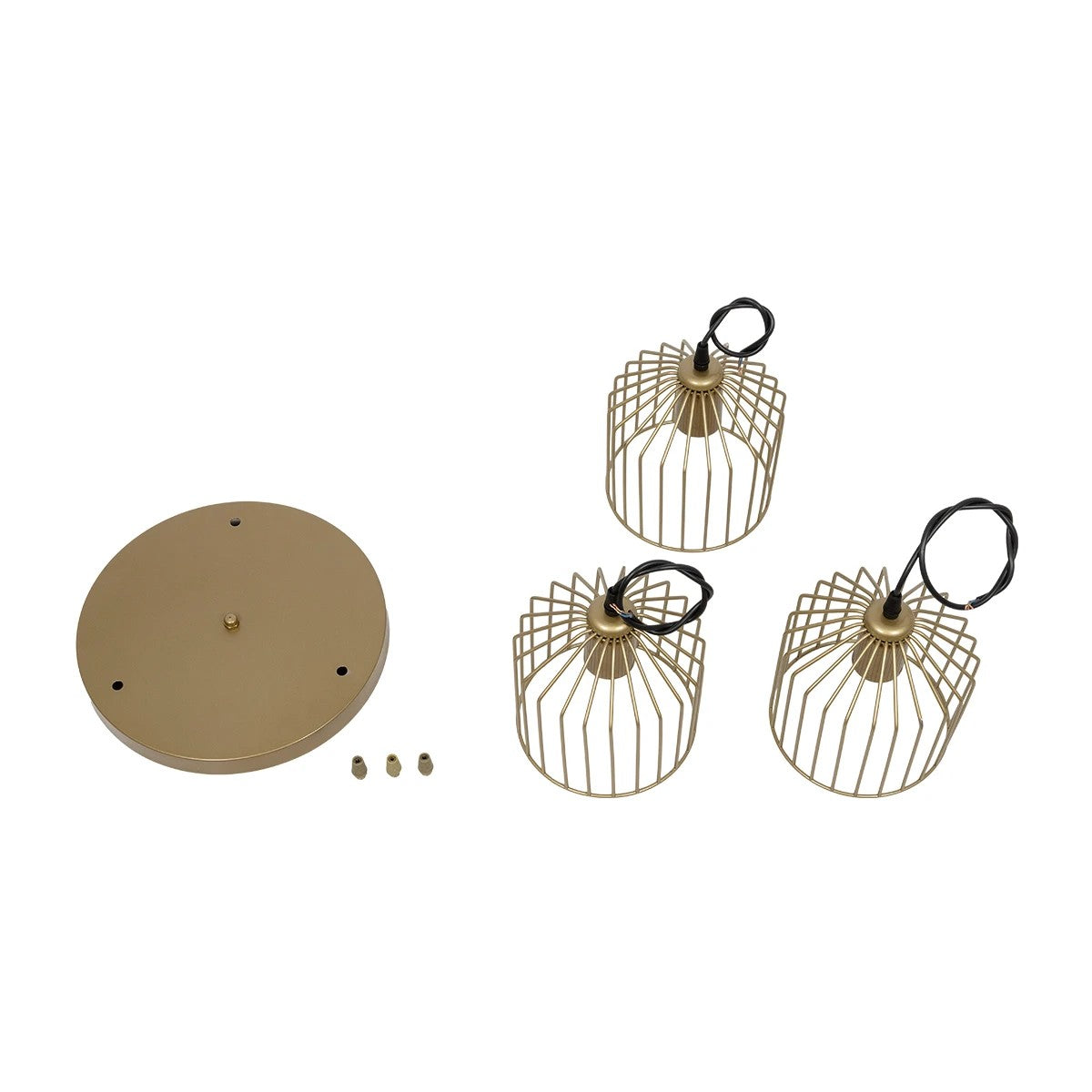 FLIXIO 201-0138 Vintage Κρεμαστό Φωτιστικό Οροφής με Ντουί 3 x E27 AC 220-240V IP20 - Χρυσό - Μ30 x Π30 x Υ70