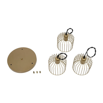 FLIXIO 201-0138 Vintage Κρεμαστό Φωτιστικό Οροφής με Ντουί 3 x E27 AC 220-240V IP20 - Χρυσό - Μ30 x Π30 x Υ70