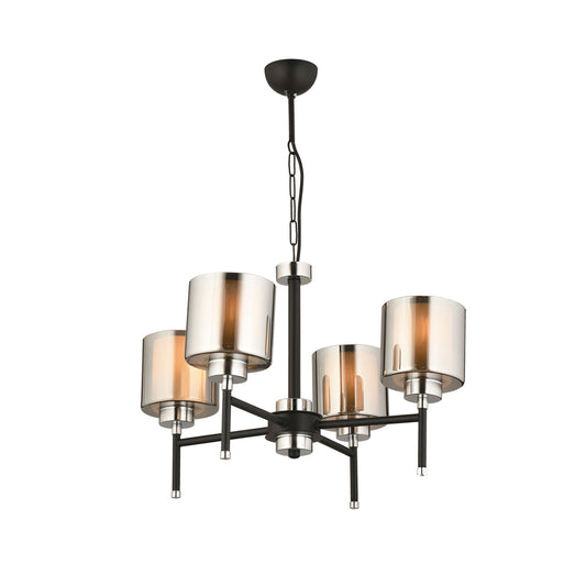 SHORD 202-0056 Μοντέρνο Κρεμαστό Φωτιστικό Ανάρτηση Πολύφωτο 4 x E27 IP20 Μαύρο Μέταλλο με Μελί Γυαλί - Μ40 x Π40 x Υ27cm