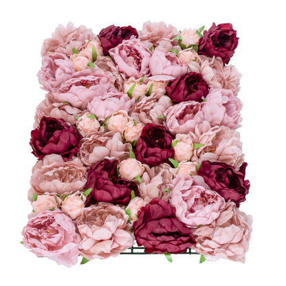 ROSES STORY 20355 Τεχνητό Διακοσμητικό Πάνελ Λουλουδιών - Κάθετος Κήπος σύνθεση Ροζ & Βυσσινί Τριαντάφυλλα Μ40 x Π60 x Υ8cm