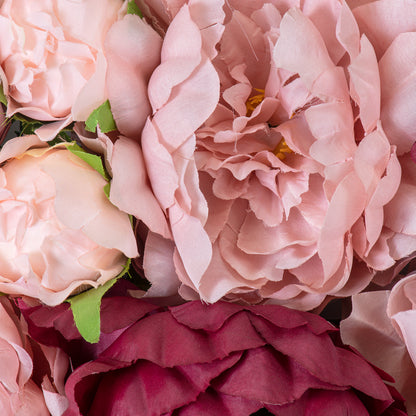 ROSES STORY 20355 Τεχνητό Διακοσμητικό Πάνελ Λουλουδιών - Κάθετος Κήπος σύνθεση Ροζ & Βυσσινί Τριαντάφυλλα Μ40 x Π60 x Υ8cm