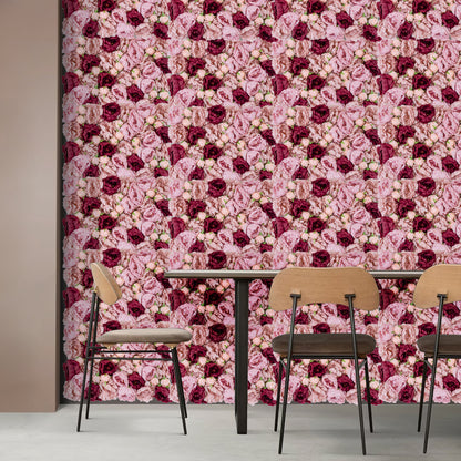 ROSES STORY 20355 Τεχνητό Διακοσμητικό Πάνελ Λουλουδιών - Κάθετος Κήπος σύνθεση Ροζ & Βυσσινί Τριαντάφυλλα Μ40 x Π60 x Υ8cm